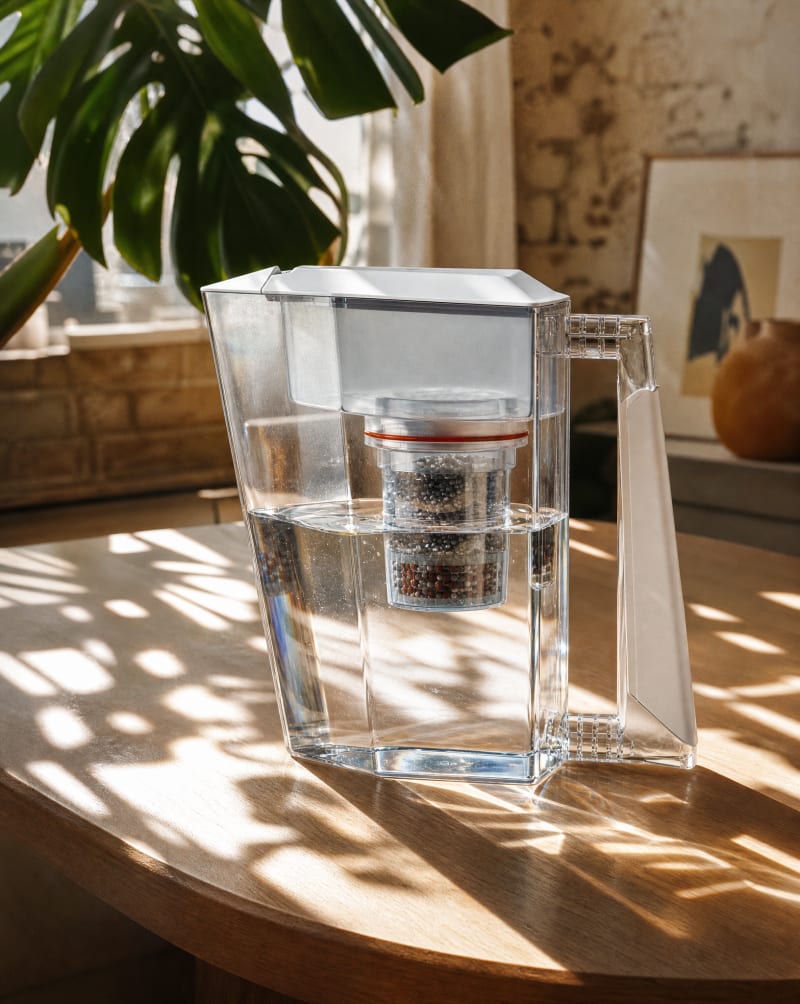 Kini water filter jug on the kitchen table