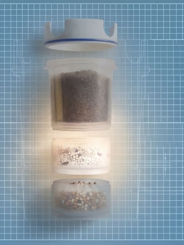 MAUNAWAI K8 filter cartridge; the middle stage is visually highlighted