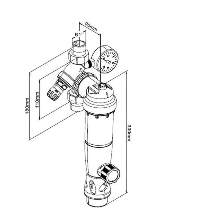 Rückspülfilter mit Druckminderer und Manometer - 2. kép